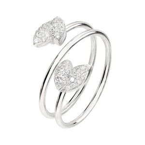 Sterling Silver Size 7 Wrap Around Ring with CZ Leaf Heart